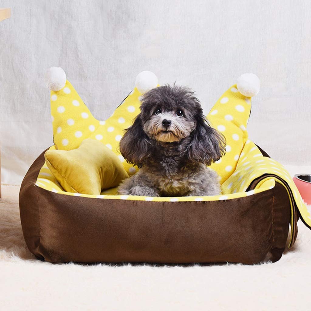 ZAW Hundebett für Hunde und Welpen, warmer Baumwollstoff, weicher Liegestuhl, abnehmbar, waschbar, für den Innenbereich, Haustierbett (Farbe: B, Größe: 72 cm)