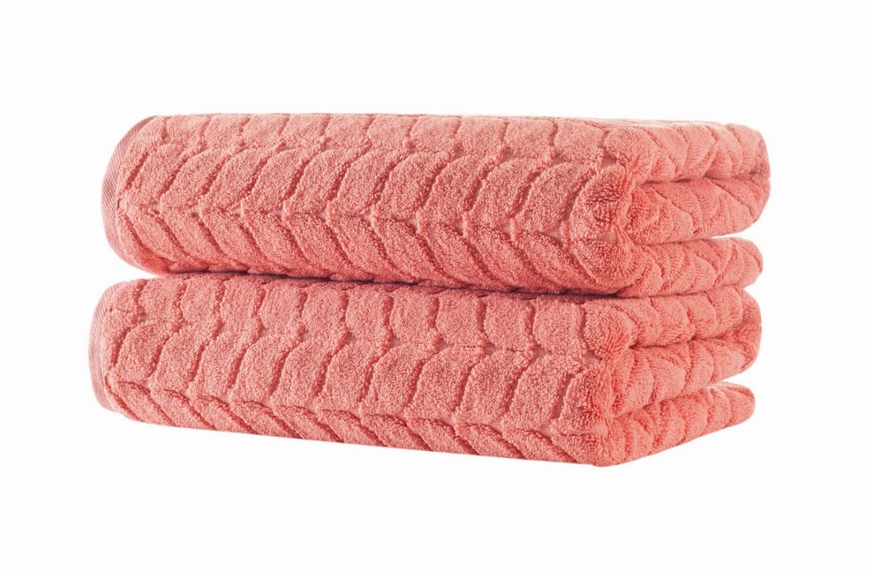 BAGNO MILANO Turkish Cotton Bath Towels Bath Sheet Towels Soft Plush Jacquard Luxury Towels Coral Red 2 pcs