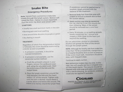 NOVELTY ITEM; BUY THE SYRINGE VERSION OF SNAKE KIT INSTEAD