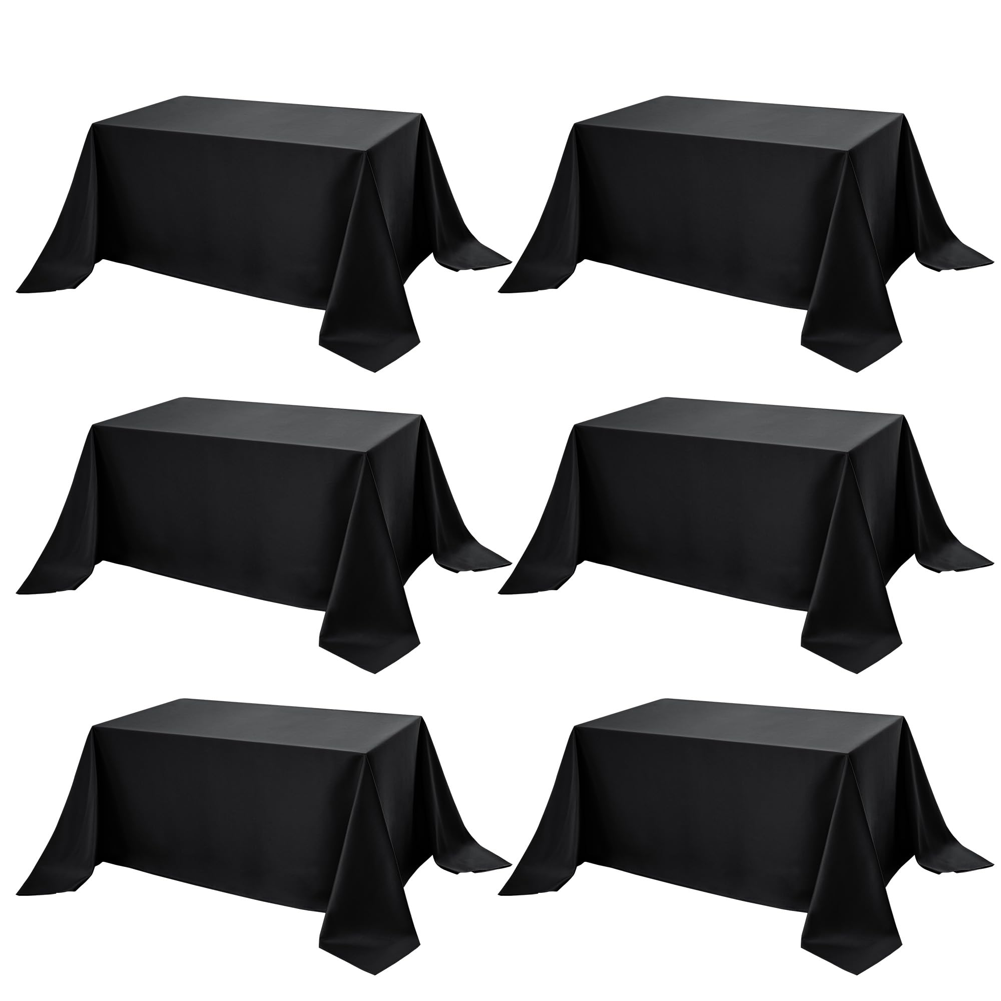 6-Pack Black Tablecloths for Rectangle Tables, 90 x 156 Inches