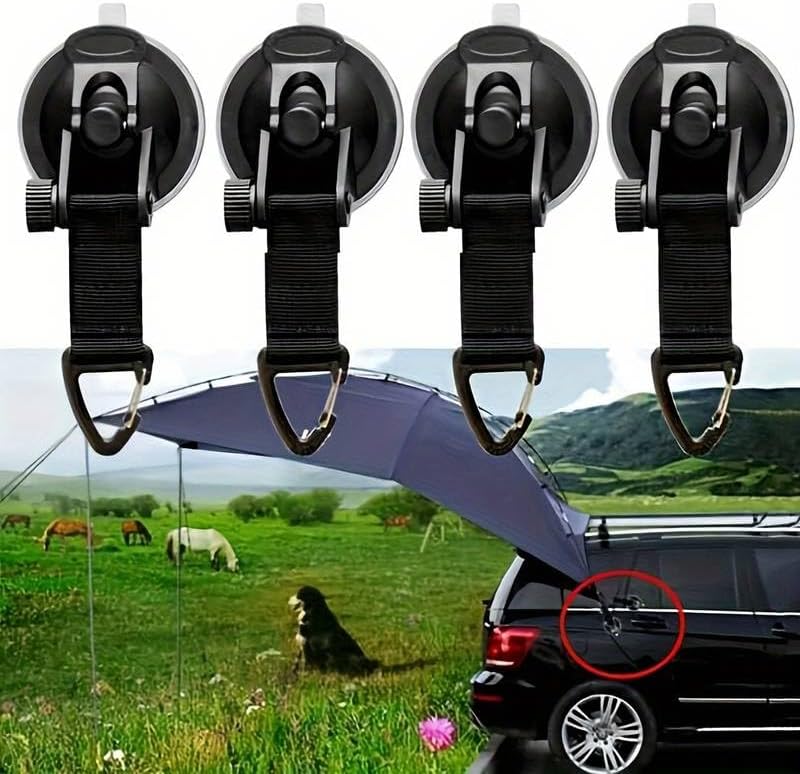 4Pcs Universal Car Suction Cup Anchor Securing Hook Tie Down Camping Tarp As Car Side Awning Outdoor Motorhomes Vans Accessories