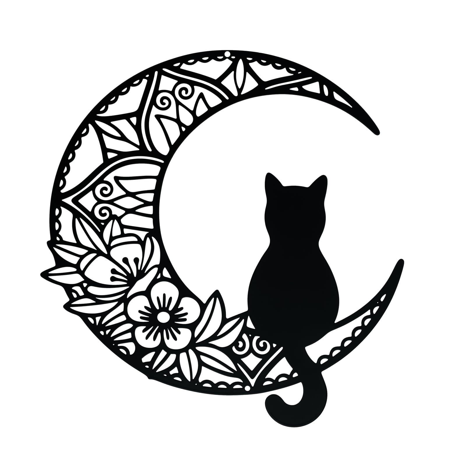 bowarepro 1 pieza de metal gato y luna decoración de pared adornos de jardín decoración de pared escultura de pared placa decoración para el hogar interior exterior decoración patio valla cobertizo