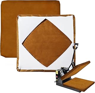 Prevent Scratches Non-Stick High Temperature Reusable 15x15Inch Heat Press Cover Brown and White Heat Press Machines Mat Teflon Sheets for Heat Press Platen.（1 PCS）