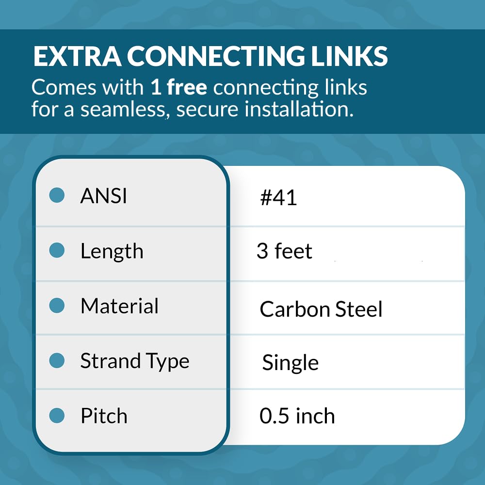 PGN #41 Carbon Steel Roller Chain - 3 Ft + 1 Free Links - 71 Links — Amazon image 5