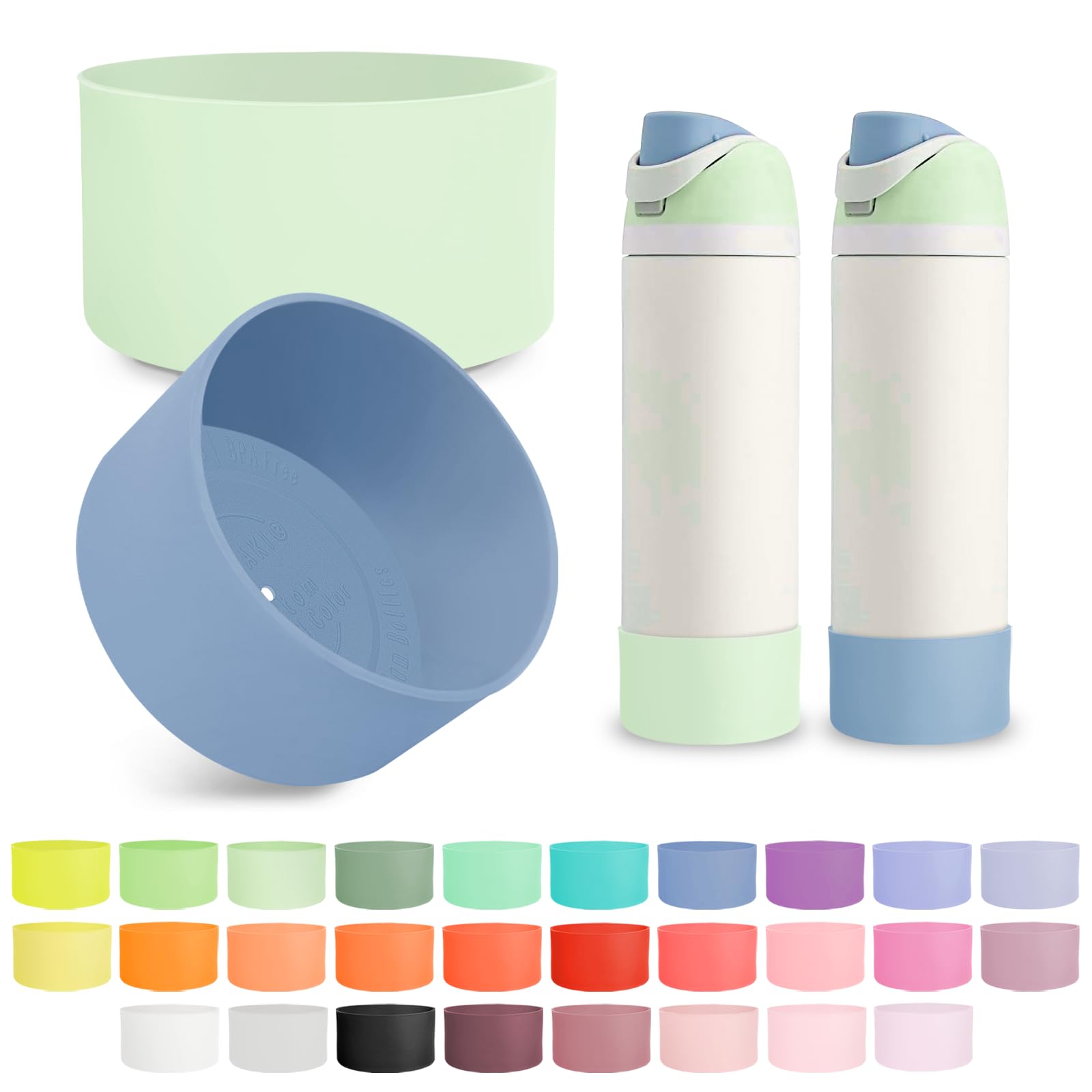 Kaitiaki 2PCS Silicone Boot for Owala 24oz FreeSip Water Bottle, Anti-Slip Scratch-Resistant Bottom Sleeve, Protective Sports Bottles Accessories,