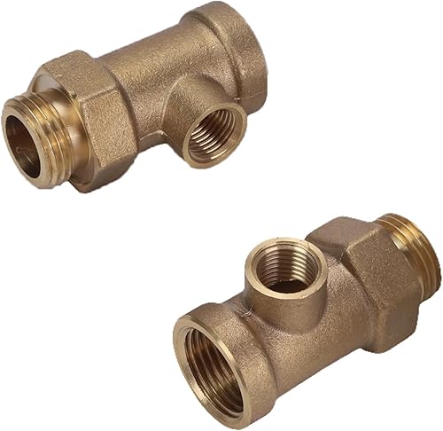 Miniatura 3 de Tranq Adaptador de tubería de latón versátil Barstock Street Tee 12" FPT x 12" MPT x 14" FPT Juego de 2 conexiones de bomba de agua y mantenimiento