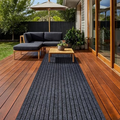 Wlian Outdoor Rug - Waterproof Patio Mat, Non-Slip Plastic Straw Carpet for Garden, Deck, Camping - UV Resistant Indoor/Outdoor Rug for Beach, Picnic, Backyard (Grey, 80x90 cm)