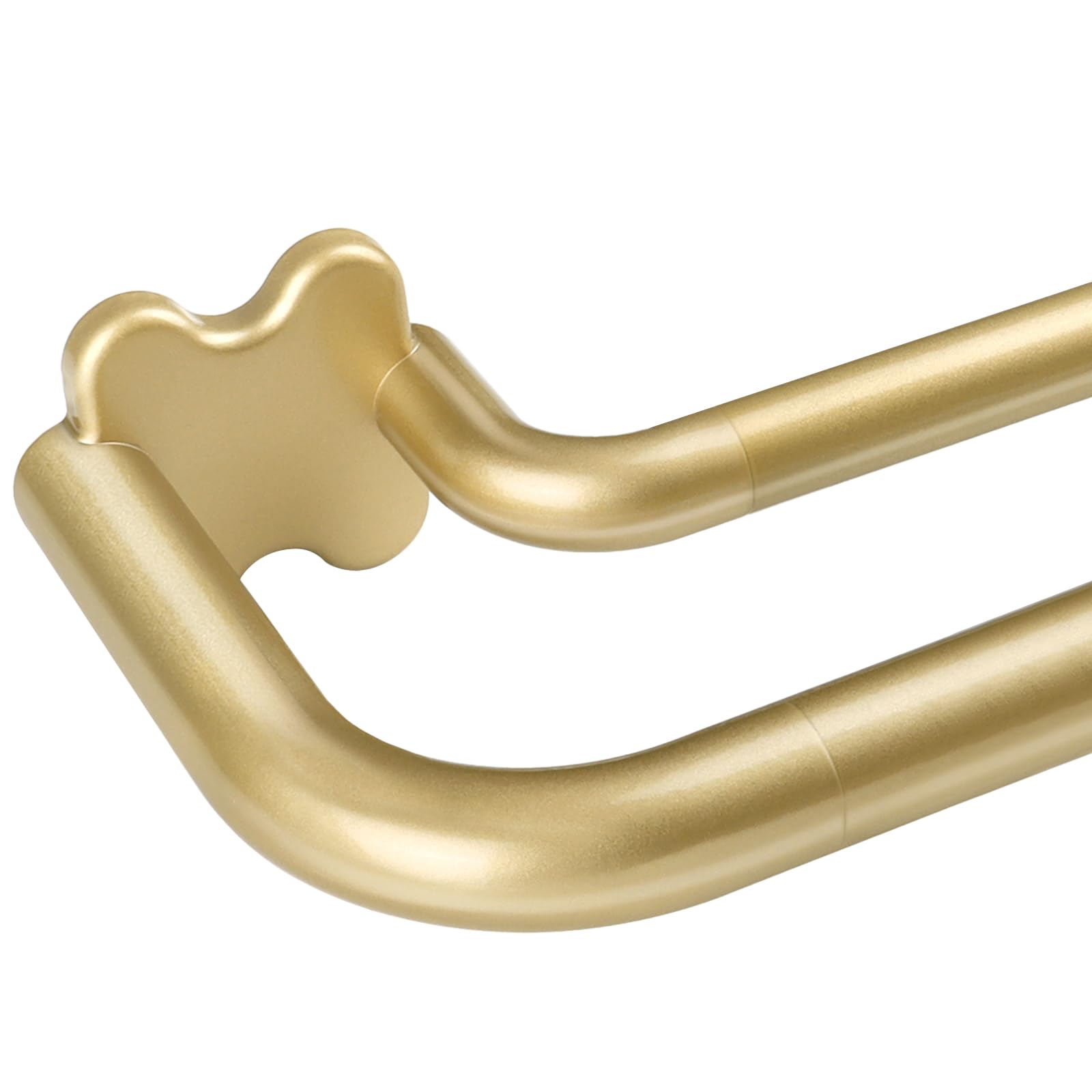 USFOOK Gold Blackout Double Curtain Pole 80 to 218 cm, Extendable Curtain Poles for Eyelet Curtains, 19 mm Decorative Double Curtain Rods for Windows with Curved Ends
