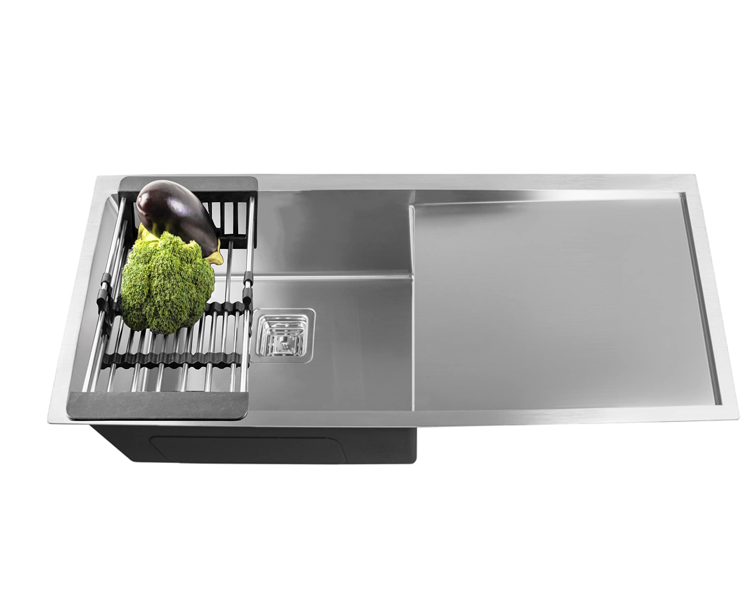 Fossa 40"x18"x10" Single Bowl With Drain Board Premium Stainless Steel Handmade Kitchen Sink (Matte Finish) Silver (B0BMXRMNFK) Amazon Price History, Amazon Price Tracker