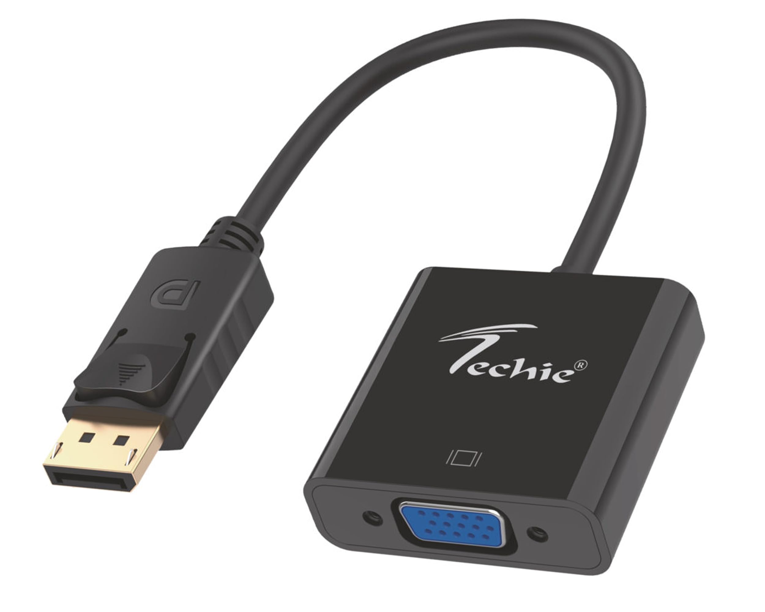 Techie DisplayPort (DP) to VGA Converter | Full HD 1080p 60Hz | Plug & Play DP to VGA Cable for Laptop, PC, Projector & Monitor | Compact, Durable ABS Design – Black-image-37