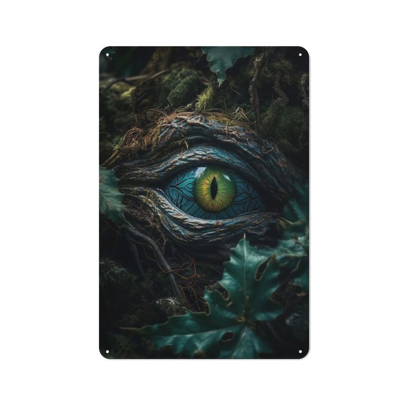 Junmoney Forest Dragons Emerald Eye Rustic Tin Sign 30X20cm For Café Or Restaurant, A Decorative Christmas Gift For Hospitality Interior Collectors