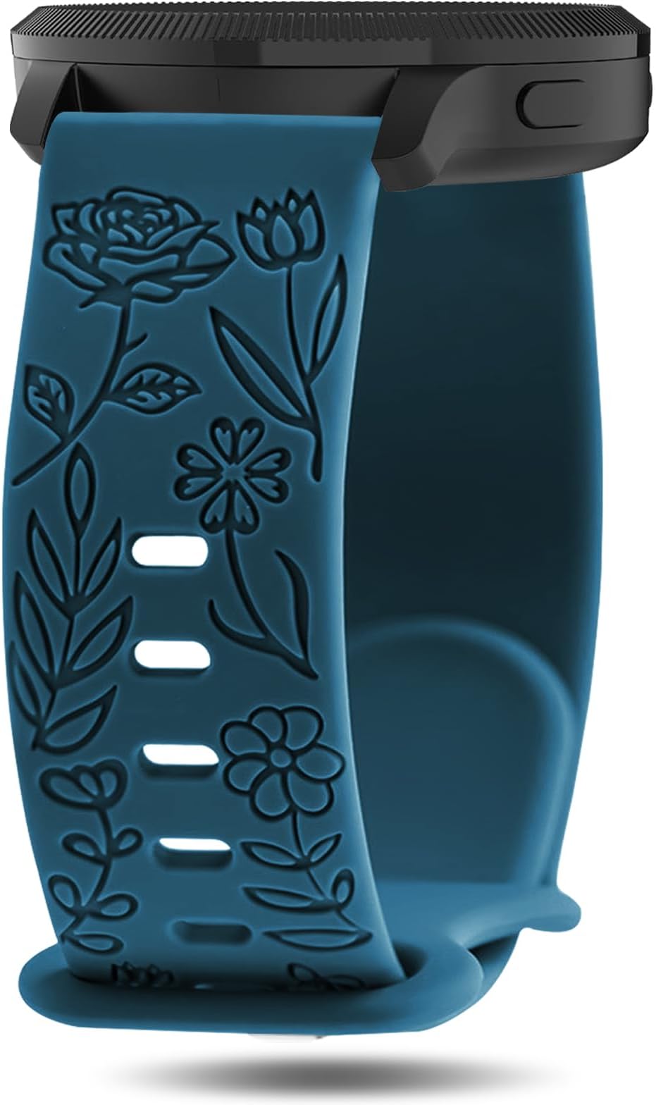 Floral Engraved Bands Compatible with Garmin Venu 4 45mm/Vivoactive 4/Venu 3/Venu 2 45mm, 22mm Soft Silicone Flower Pattern Wristband for Garmin Forerunner 255/255 Music/265/745 Smart Watch