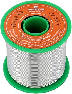 Lead Free Solder Wire Rosin Core Flux 2.5% Flow 0.032in 0.8mm Electric Solder 1.1lb. 500g No Lead Electrical Soldering Wire Sn99 Ag0.3 Cu0.7 for Electronics Soldering