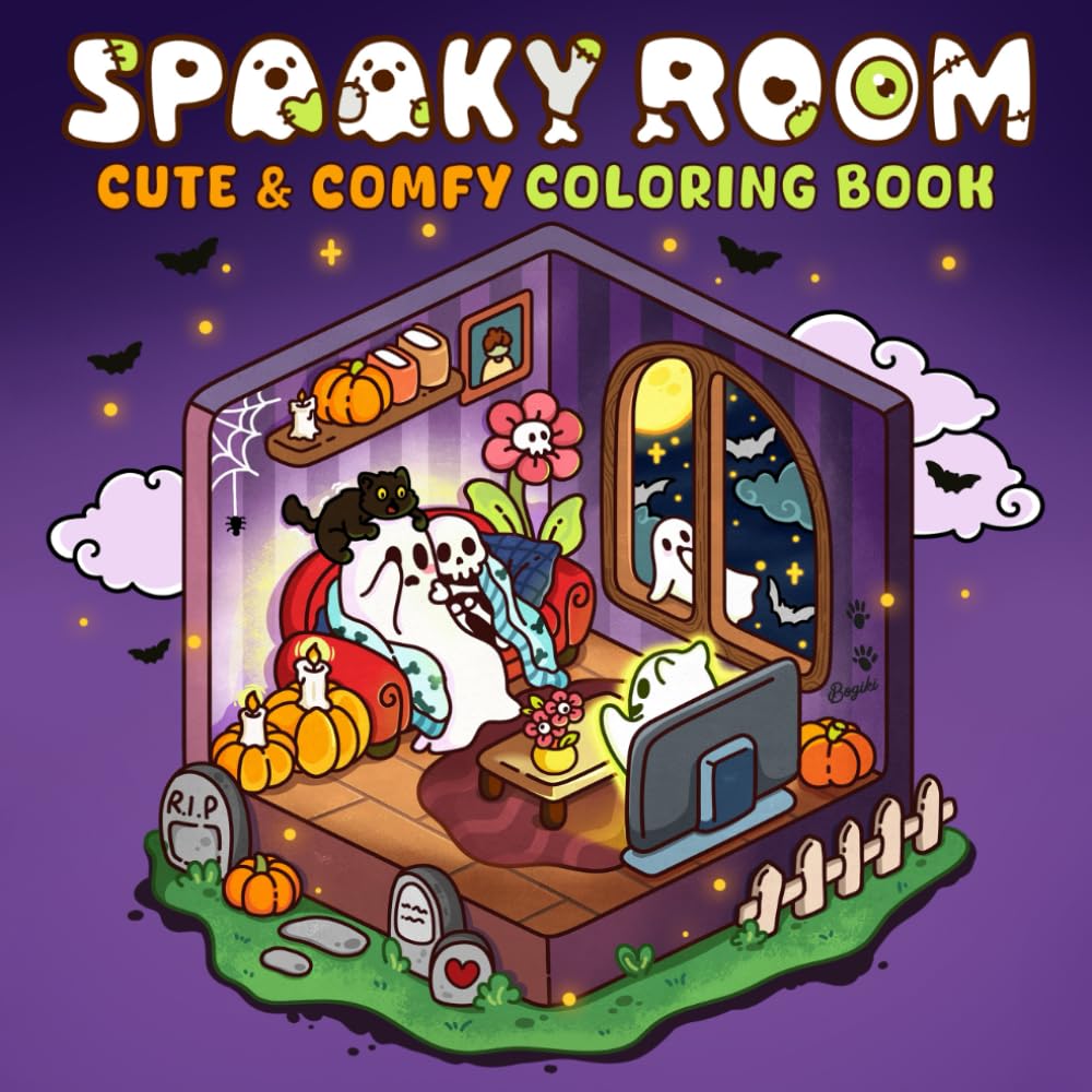 Spooky Room: A Cozy Coloring Book for Adults and Teens Featuring Mysterious Room Corners for Relaxation and Stress Relief