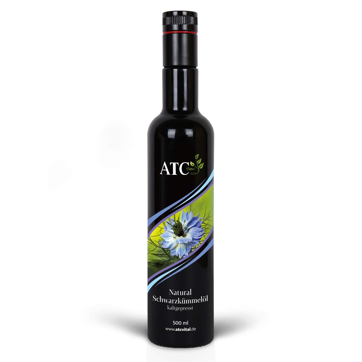 ATC Vital olej czarnuszki tłoczony na zimno olej z prawdziwych nasion Nigella Sativa – łagodny smak – naturalny – bez dodatków – tylko w fioletowym szkle 1000 ml – 1 l (2 x 500 ml))