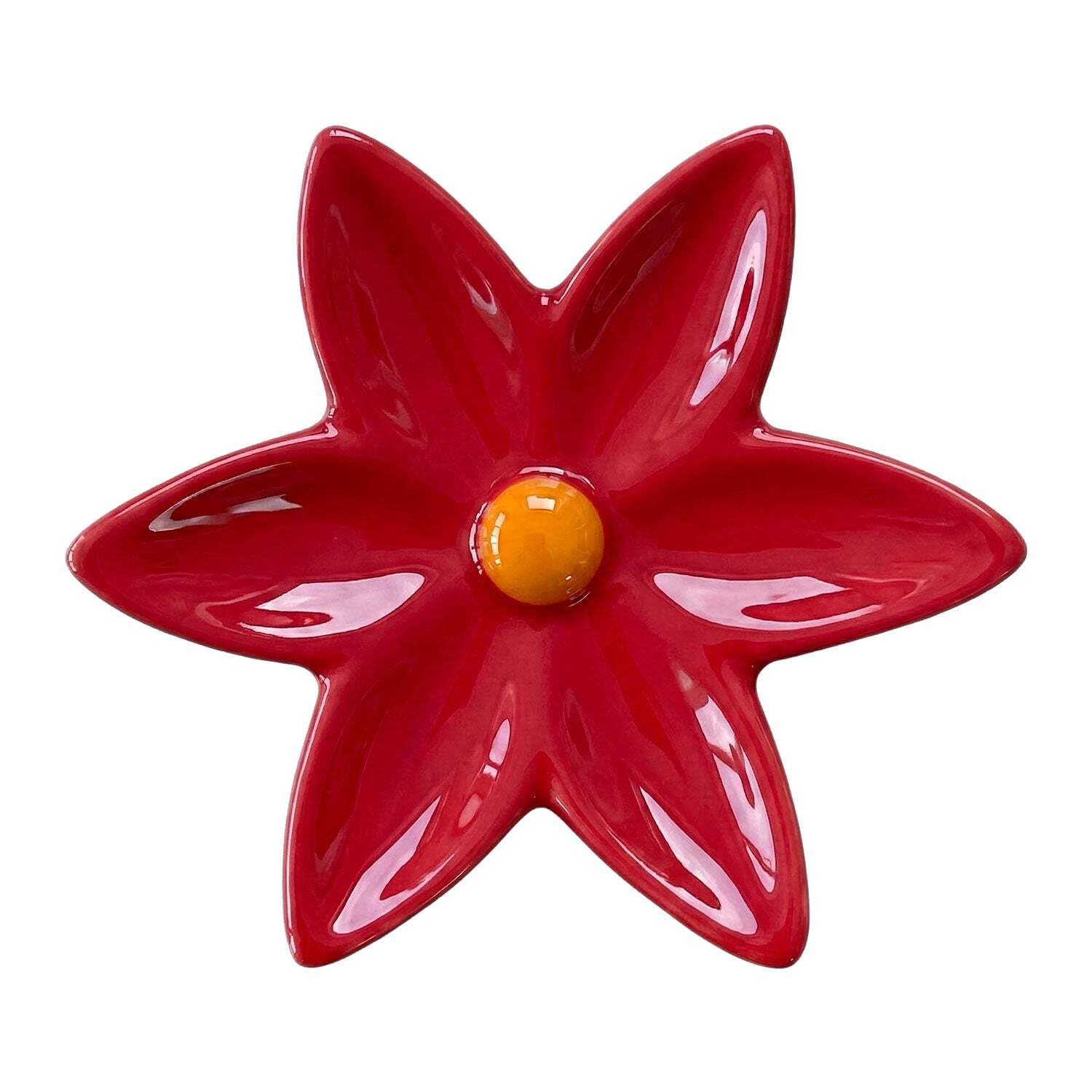Fiore di Ninfea Appendino in Ceramica Rosso per Radiatore e Muro - Gancio Portasciugamani per Scaldasalviette e Termoarredo - Design Artigianale Italiano