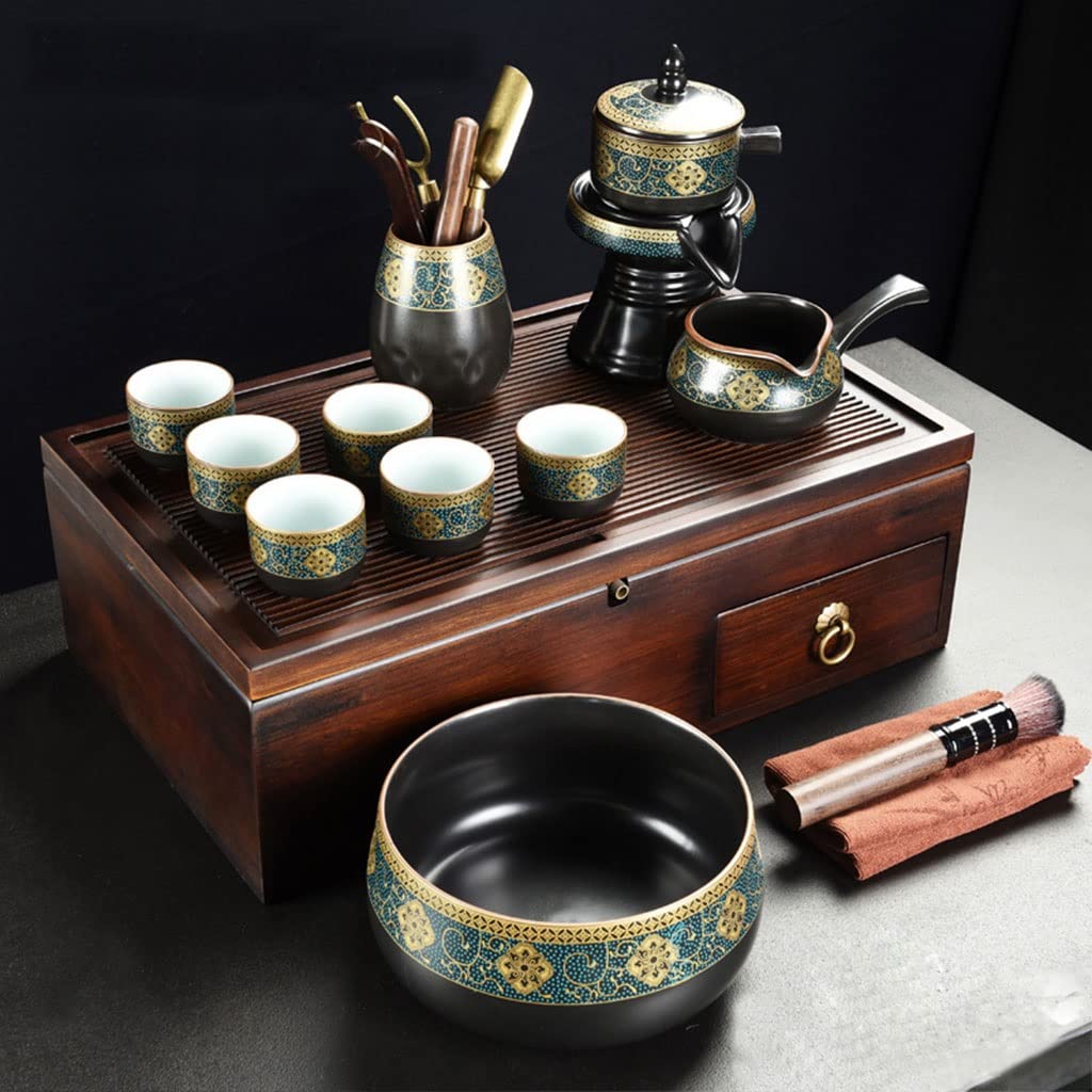 DFGHNBVC Chinese Tea Pot Cup Set With Tea Tray - Ceramic Tea Set Porcelain Teapot, Gift For Business Hotel,Chinese Gongfu Tea Table Serving,B