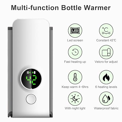 Miniatura 2 de Calentador de biberones portátil para viajes, calentador de biberones inalámbrico para leche materna y fórmula, calentador de biberones recargable