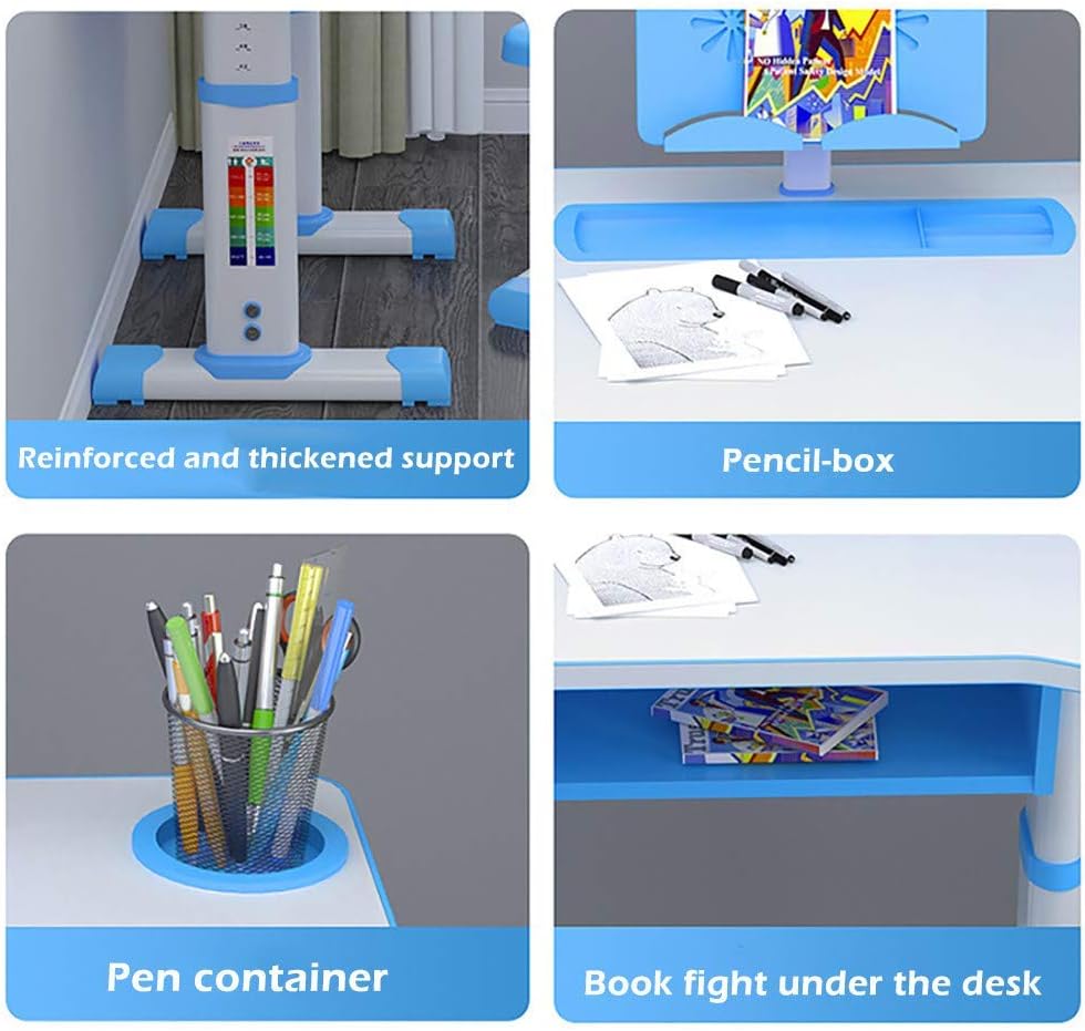 🔥 Cаѕhbасk uр tо 70% Height Adjustable Kids Desk and Chair Set, 27inch Children Study Desk Table & Chair Drawing Set Bookstand with Storage Drawer Pen Container, School and Home Kids Study Desk (27IN-Blue)