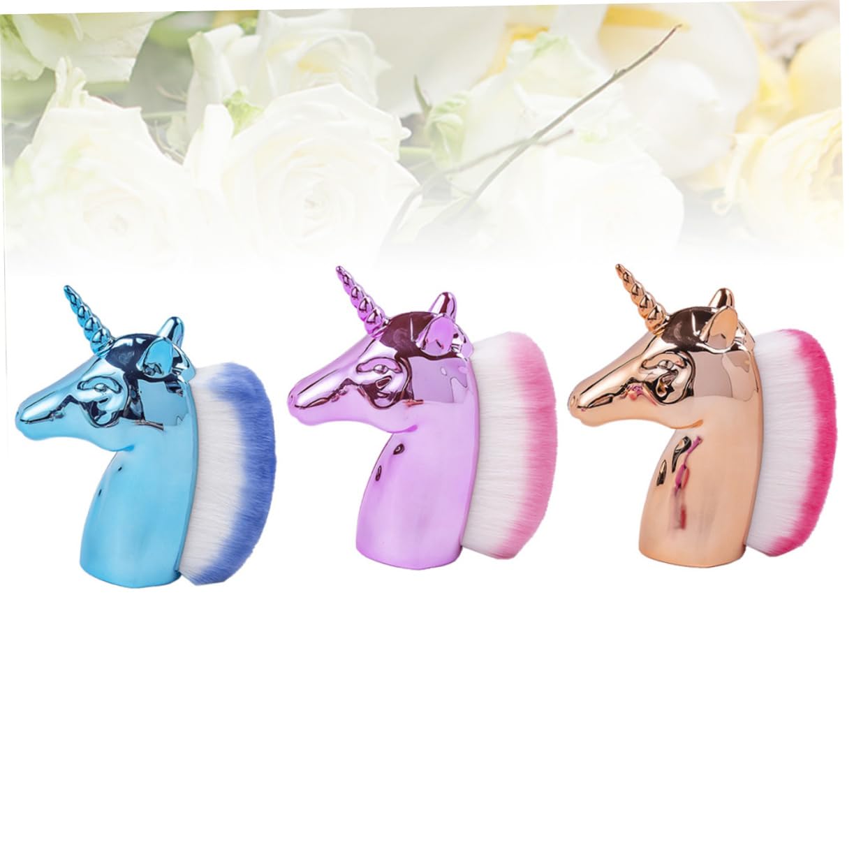 Healeved 3pezzi Spazzola per Unghie in Materiale Durevole per Pulizia Manicure Design Forma di Unicorno Setole Ergonomiche