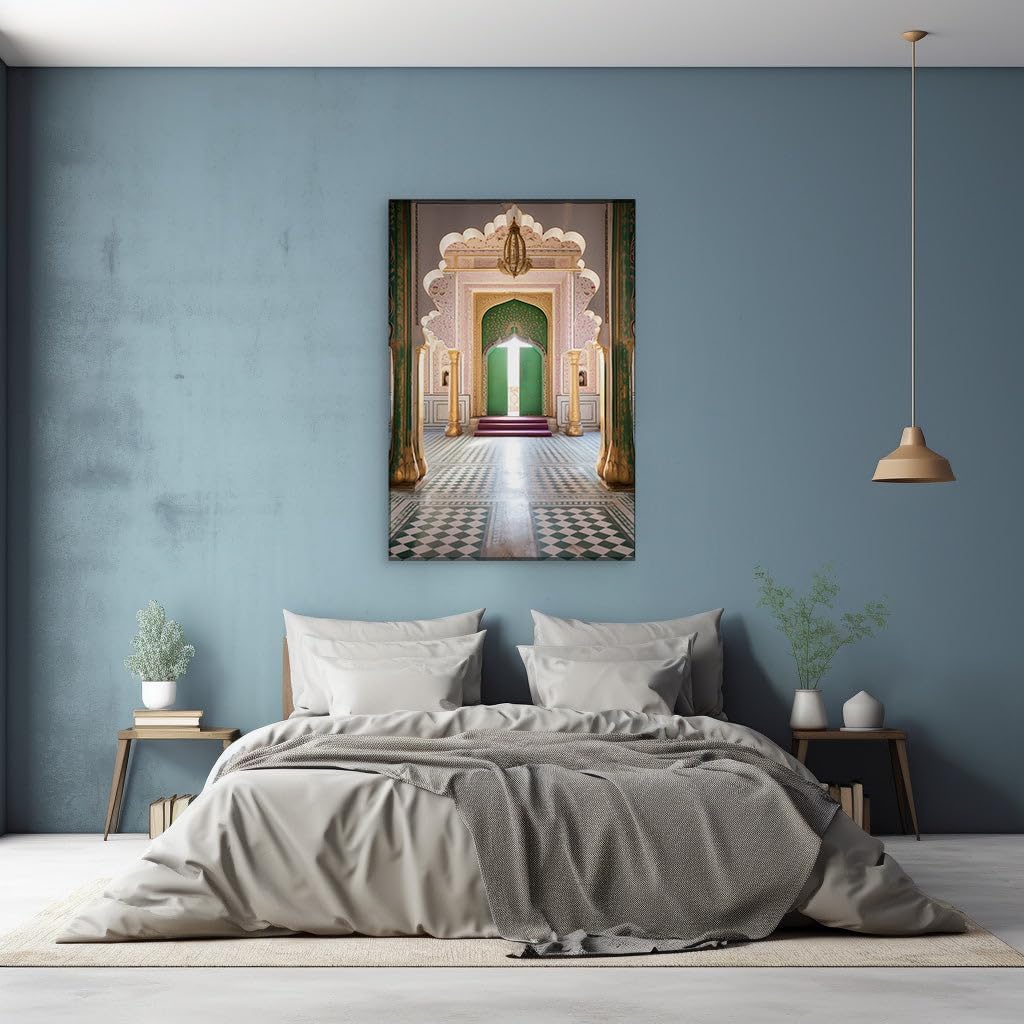 Canvas for Living room. A Gateway to Opulence: Unveiling the Majestic Grandeur of a Palace Corridor, 27 x 18 inch Canvas Wall Art - Ready to Hang - 69x46 cm (27x18 inch)