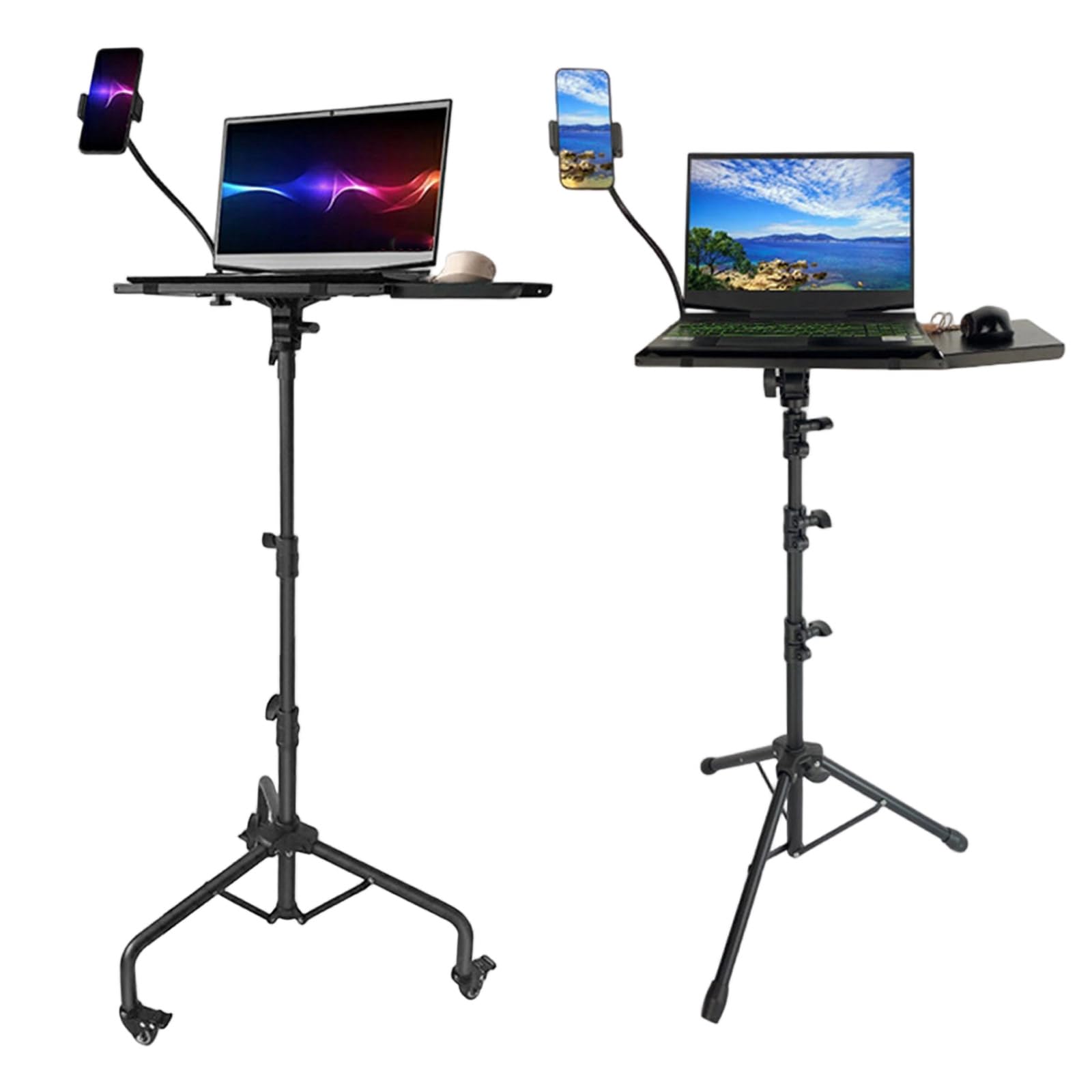 Soporte plegable de metal para proyector para laptop, base antideslizante, carga de 55 libras, soporte de escritorio ajustable para equipo de estudio, instrumento