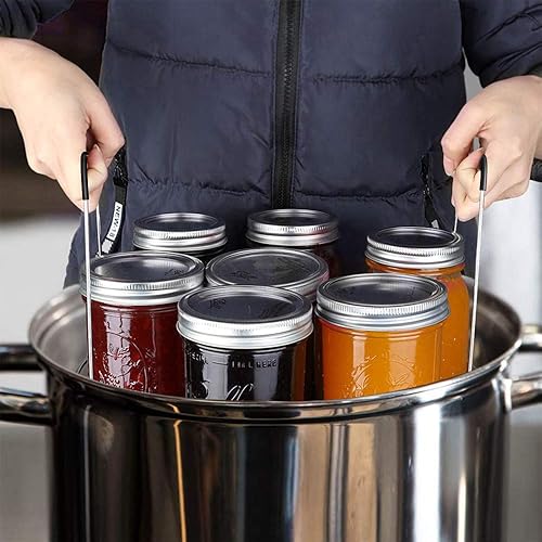 Miniatura 6 de Picowe Estante para conservas de 11.7 pulgadas, estante de acero inoxidable para conservas de vapor con mango de silicona, kit de suministros de