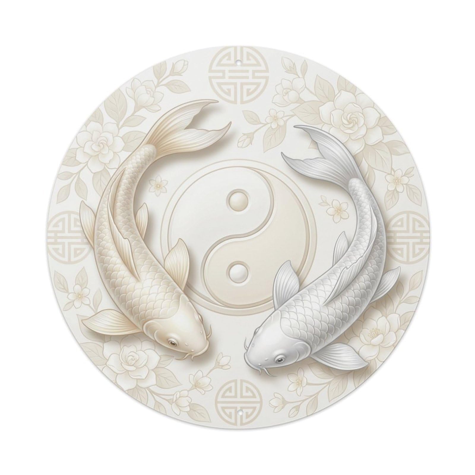 Metal Tin Sign Tai Chi Koi Fish