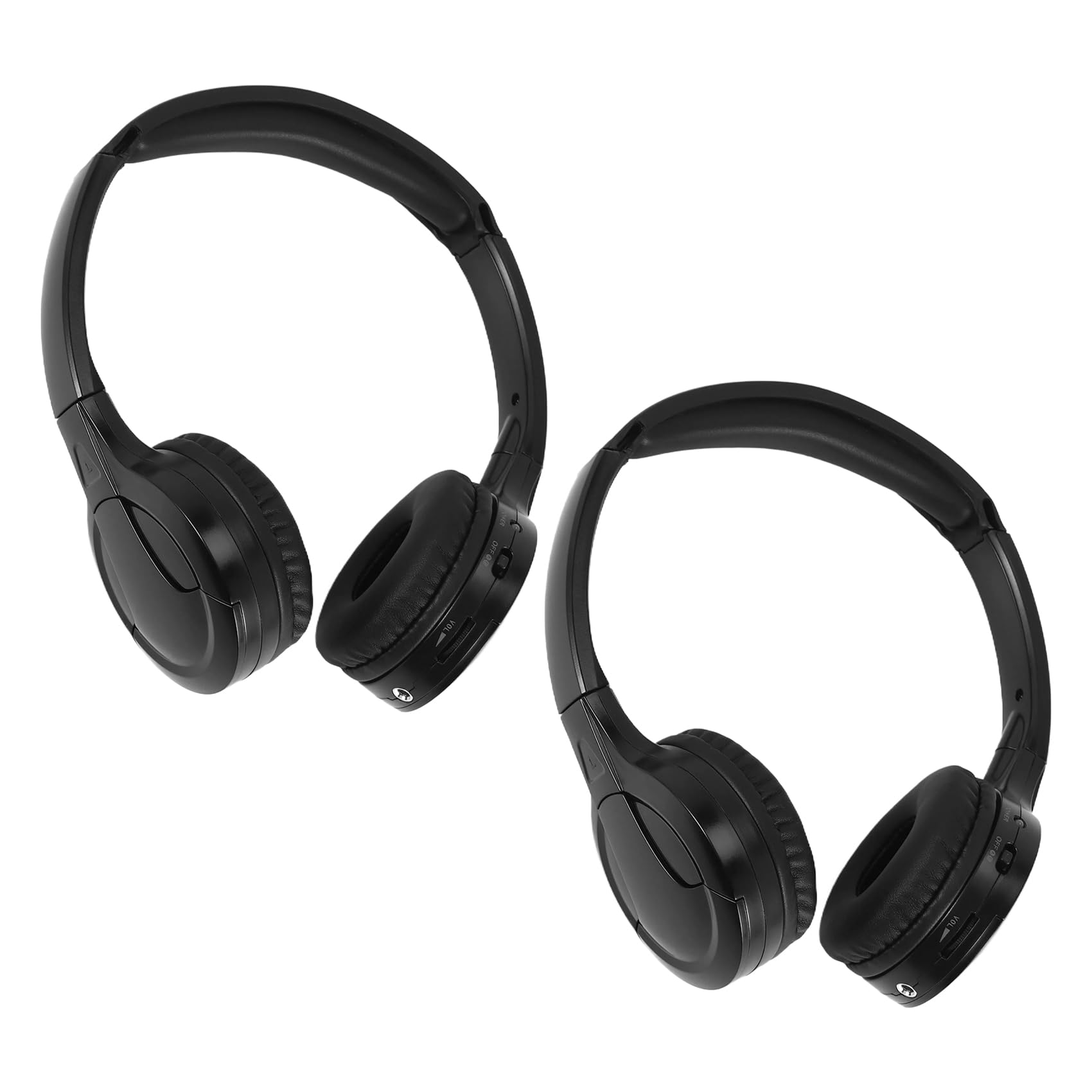 Lot de 2 paires d'écouteurs infrarouges sans fil pour lecteur DVD de voiture - Casque audio infrarouge universel (noir)