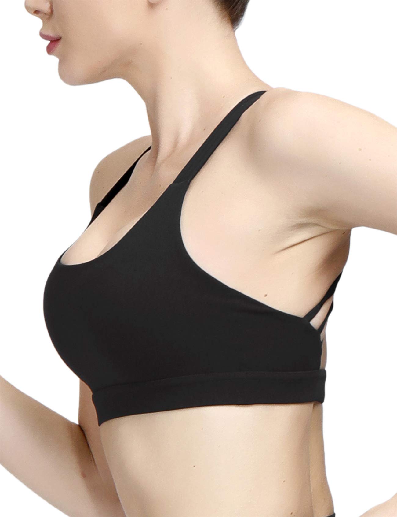 MotoRun Strappy Sport-BHs Criss Cross BH Sexy Rücken Push Up Yoga Gepolstert Bralette für Damen