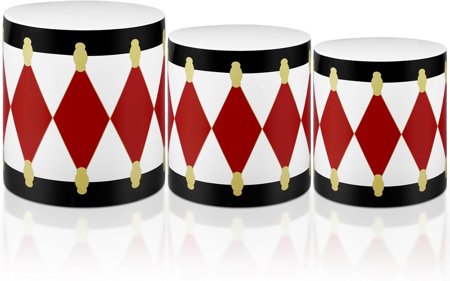 Sumind 3 Pack Christmas Inflatables Decoration Christmas Inflatables Drum Decor White and Red Drum Patio Decorations Xmas Pattern Holiday Decor for Indoor Outdoor Patio Garden Party Supplies