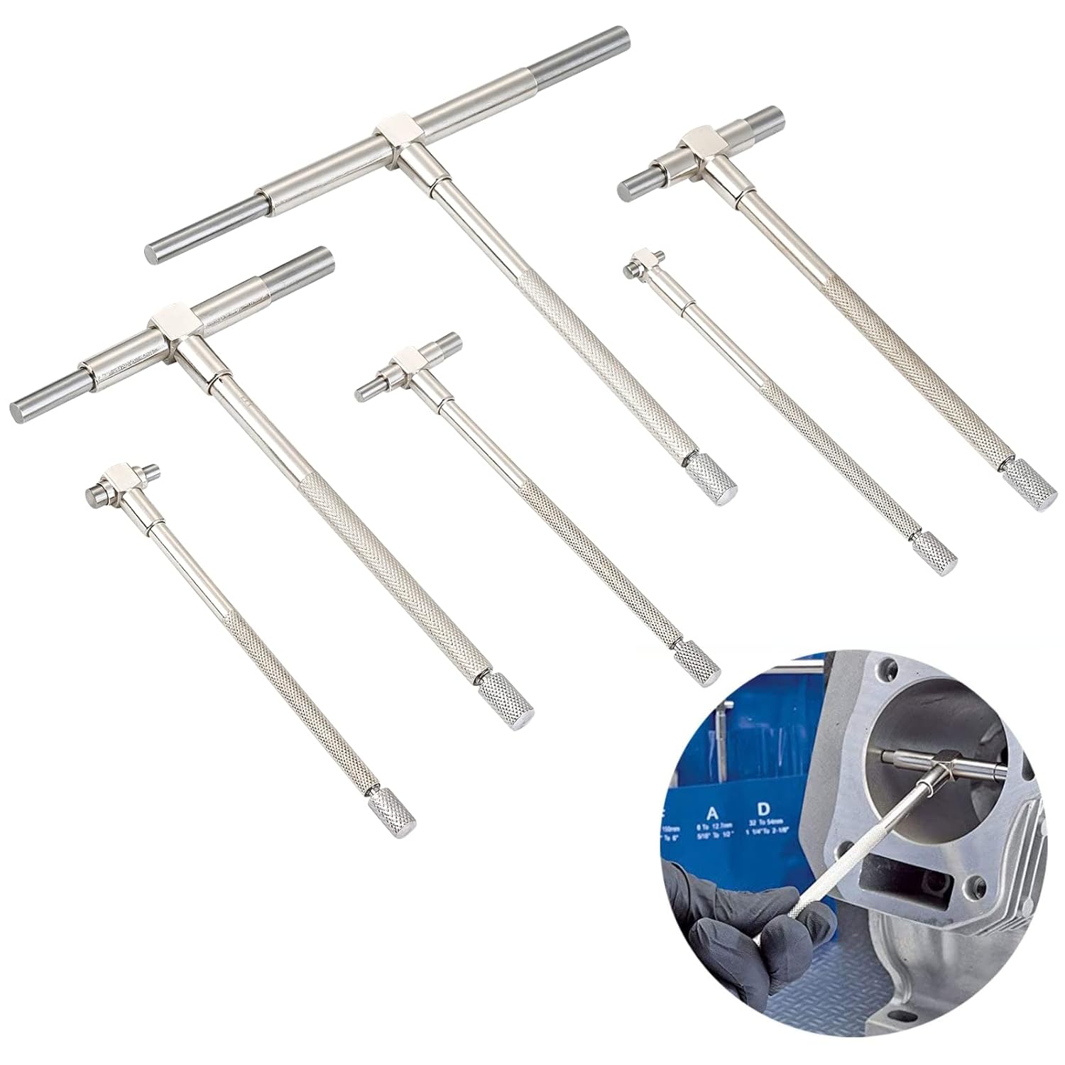 Telescoping Gauges Set 6PCS Telescopic T Bore Hole Gauges Bore