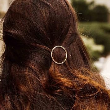 Circle Hair Clip Barrette Hollow Round Gold Hairpin Minimalist Bobby Pin Geometry Metal Hair Accessories for Women and Gilrs Gold Circle