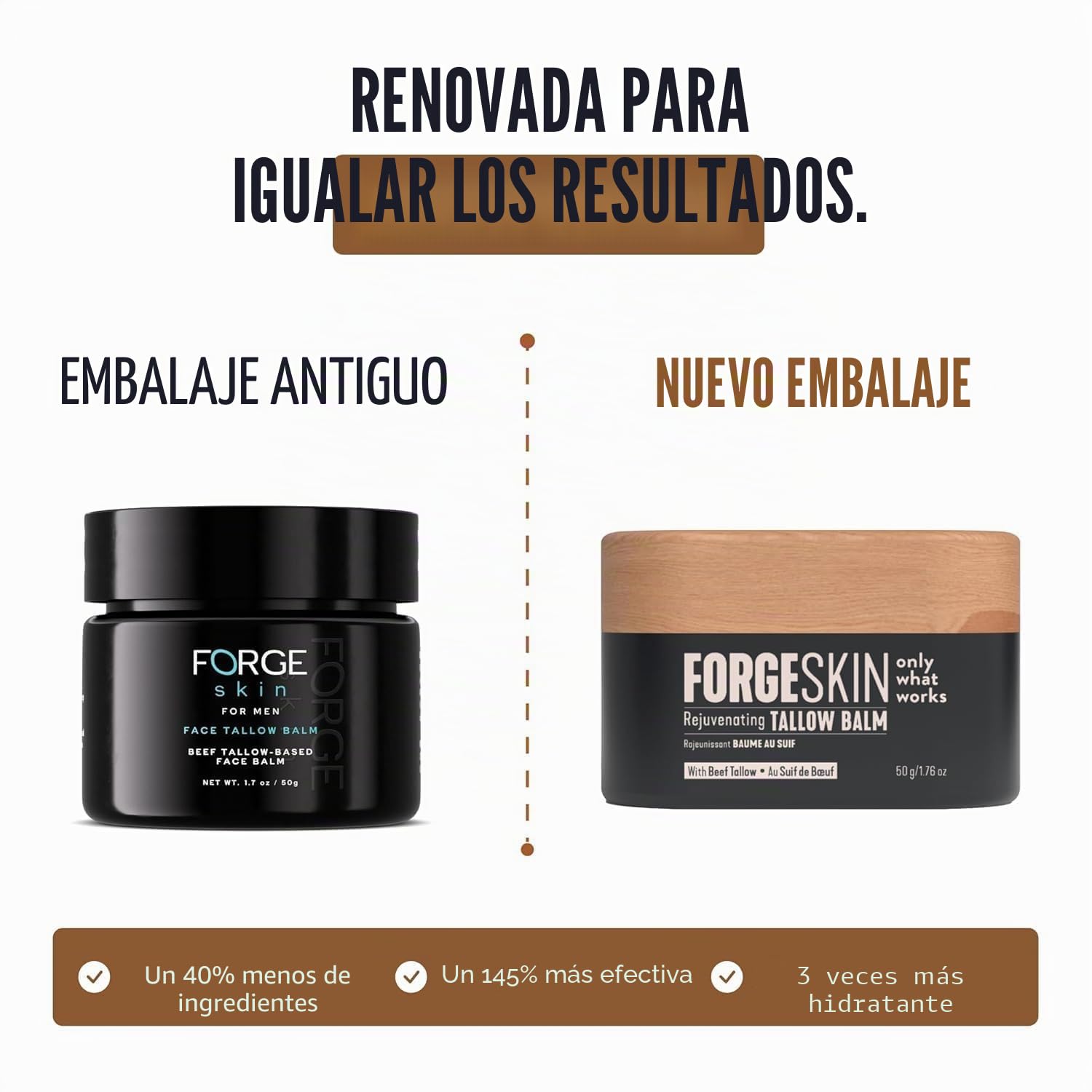 FORGE SKIN Wrinkle Defense - Bálsamo de sebo de res para hombres, hidratante facial, crema antienvejecimiento para la piel, loción natural para el cuidado facial con aceites esenciales, 50 ml