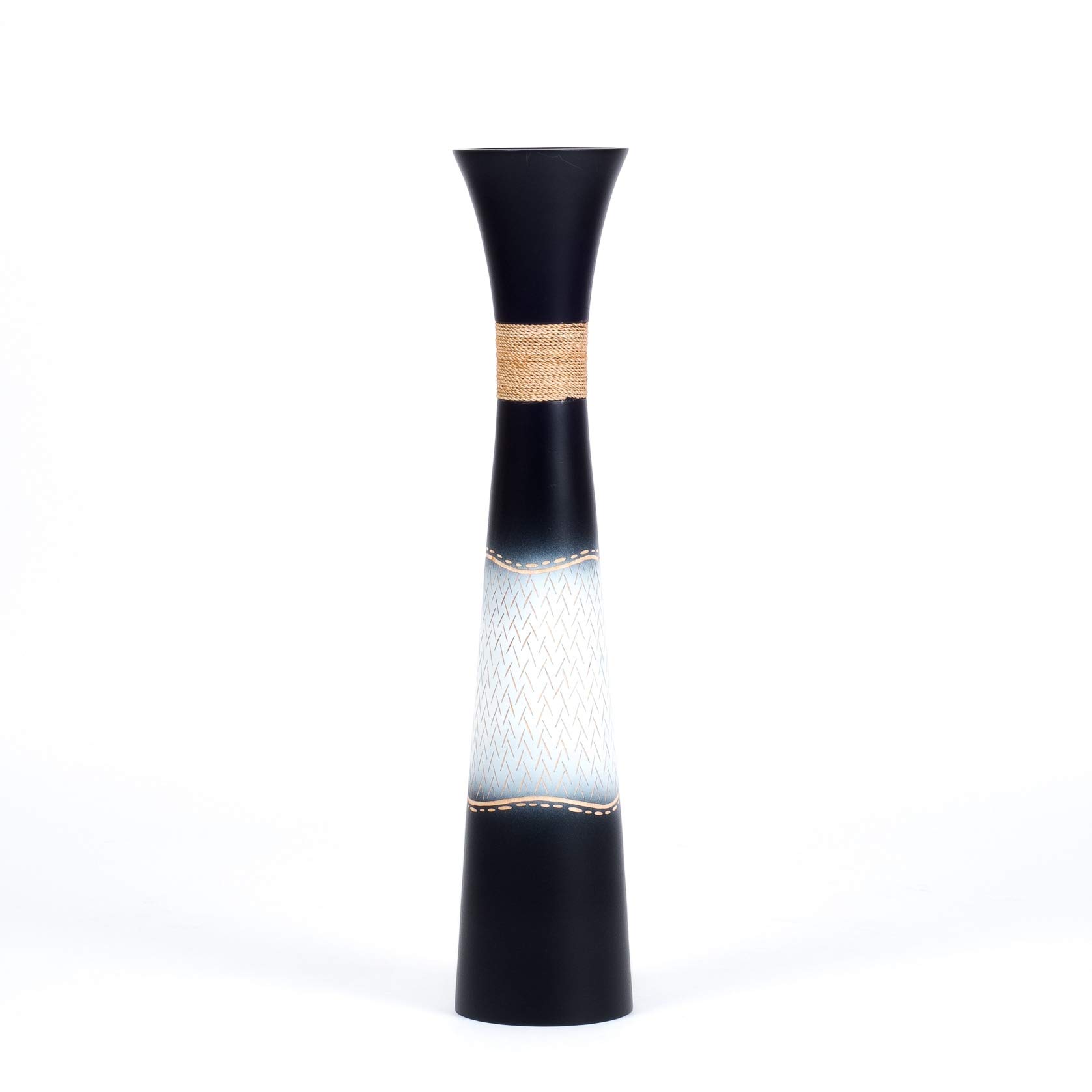 Leewadee Vaso da Terra Grande 65 cm Legno di Mango Pampas & Fiori Secchi