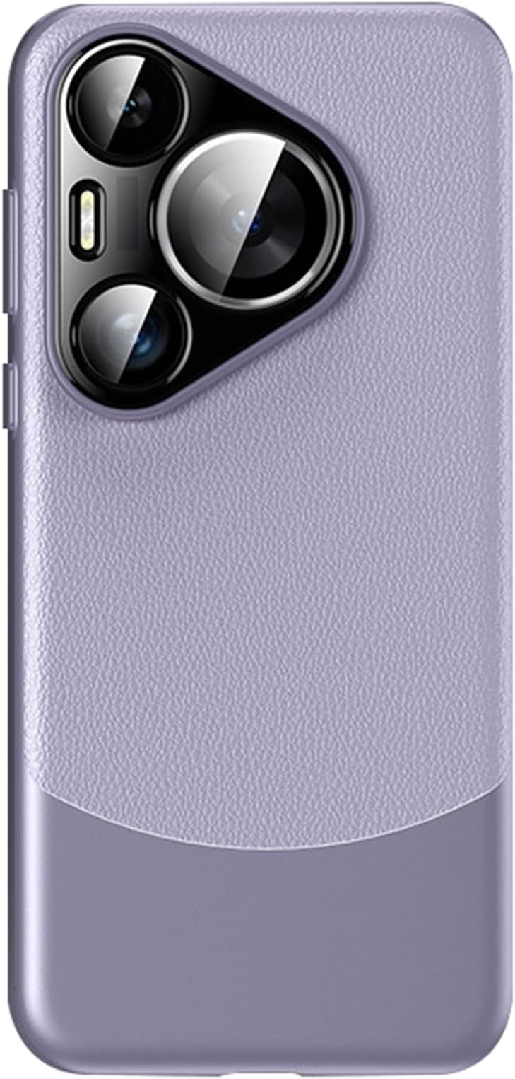 Ultra -Thin Case for Huawei Pura 70 Ultra/70 Pro/70 Pro+/70, Business Style Leather Soft Case Raised Lens Protection Anti -Fall Shell (70 Pro+,Purple)