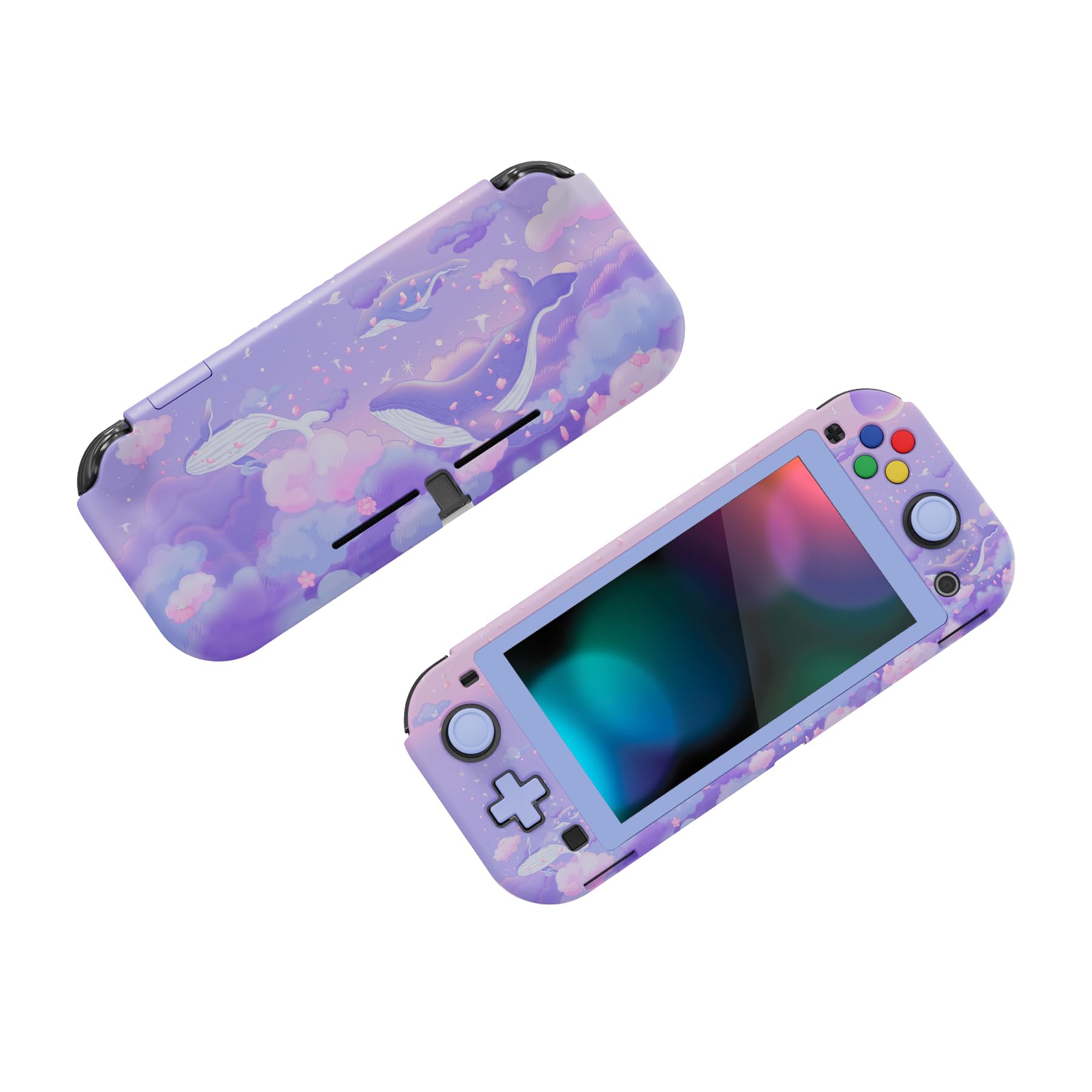 Playvital ZealProtect Hülle für Nintendo Switch Lite,Case Hülle Schutzhülle Tasche Zubehör,Ergonomische Grip Joycon mit Schutzfolie&Joystick-/Tasten-Kappen für Switch Lite(Walfisch im Traum) - 5