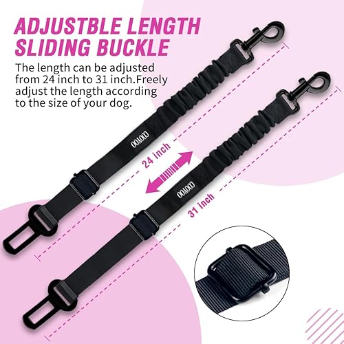 Miniatura 5 de COOYOO cinturón de seguridad retráctil y ajustable para perro, juego de 3 piezas, cinturón de nailon para vehículo, para que tu mascota esté segura,