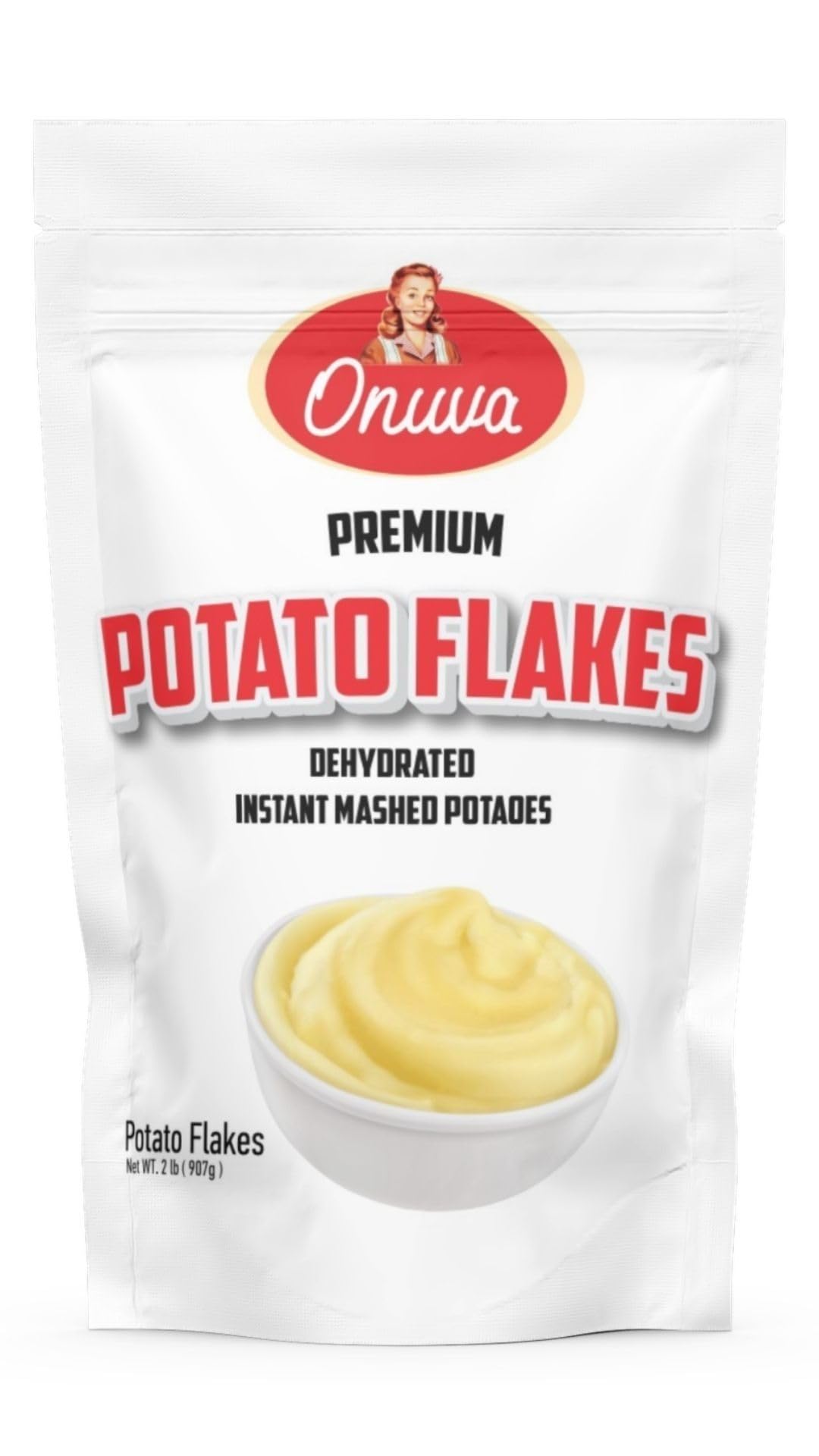 Potato Flakes by Onuva - 2lb (907g) - Instant and convenient to cook - Dehydrated Whole Foods for Emergency Food Storage - Camping Supplies, and Survival Kits - Sealed Fresh