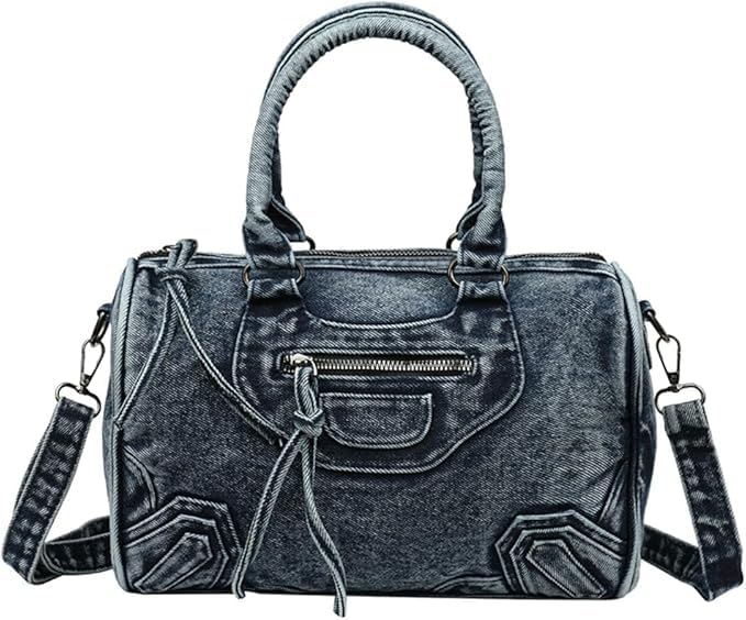 Bolso bandolera de mezclilla grande para mujer miniatura 1