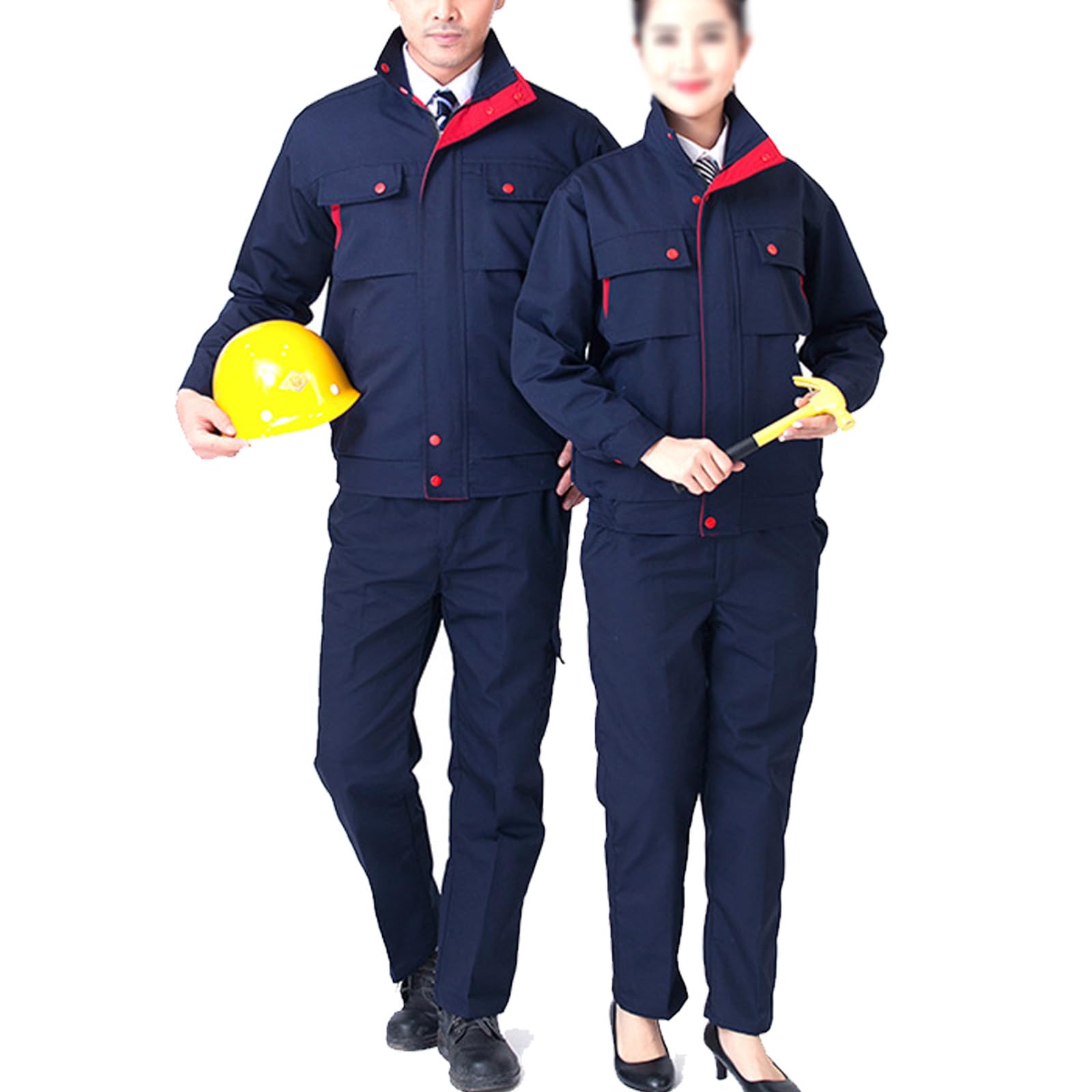 Trabajo De Sobretodo De Manga Larga Ropa De Trabajo General Set Chaqueta Y Pantalones Con Bolsillos Múltiples
