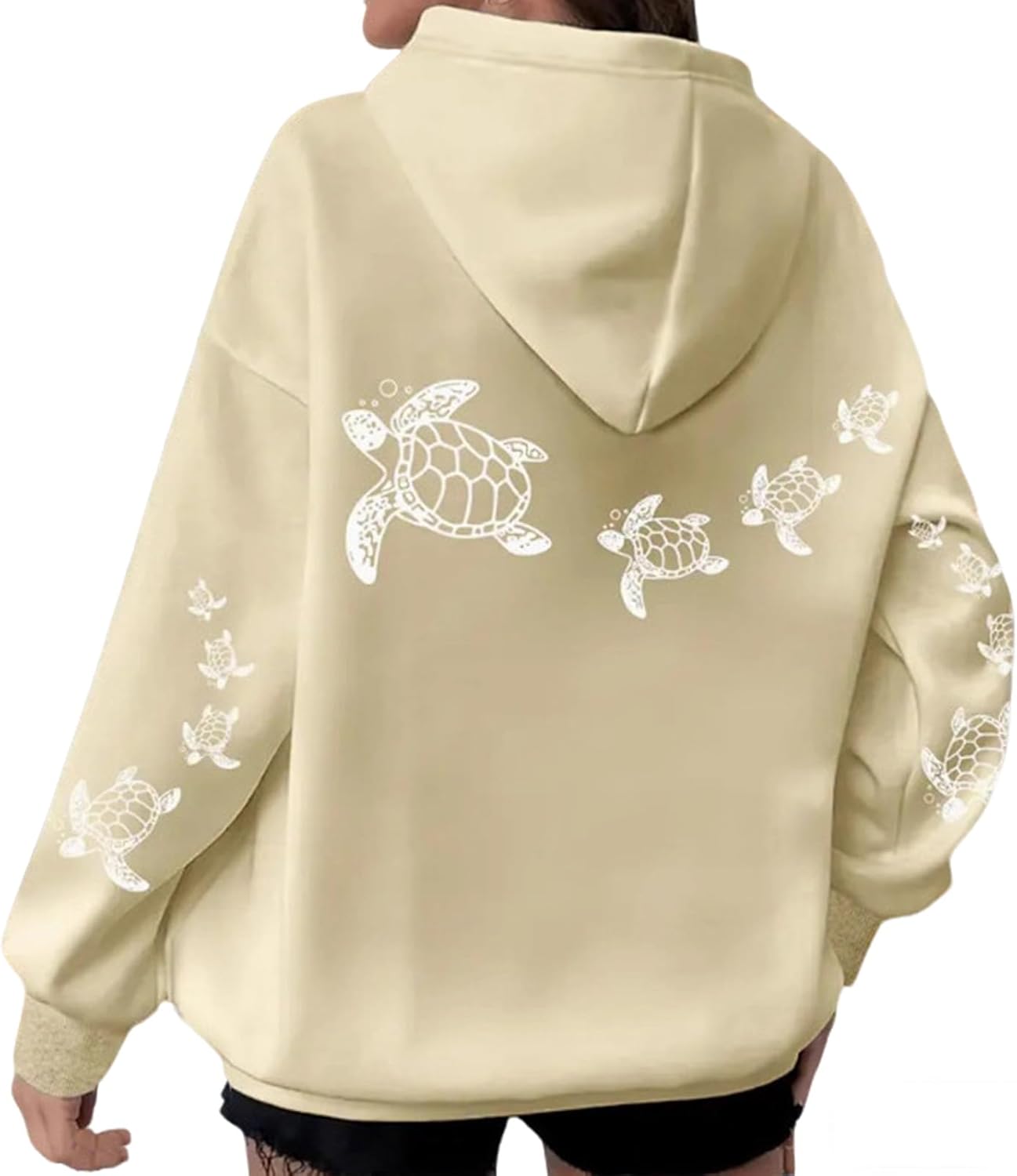 Cute Sea Turtle Hoodies, Women Beach Sweatshirt, Ocean Hoodies, Fleece lining, Sea Turtle Print, for Ocean Lover