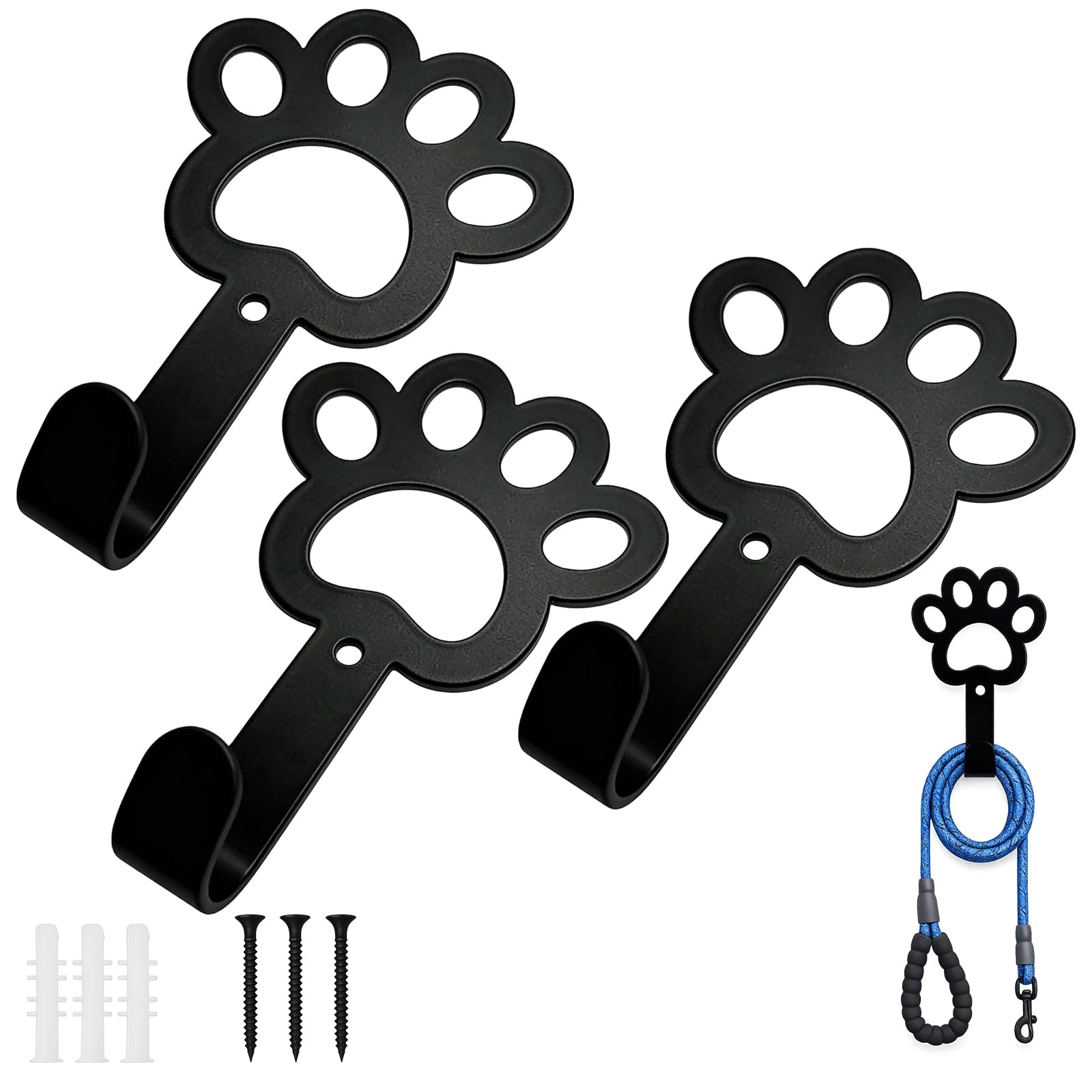 BAGUBDR 3Pcs Dog Lead Hook, Dog Lead Hooks Wall Mounted, Dog Hooks for Wall, Space-Saving Home Decor Accessories, Wall Mounted Key Holder with Screws