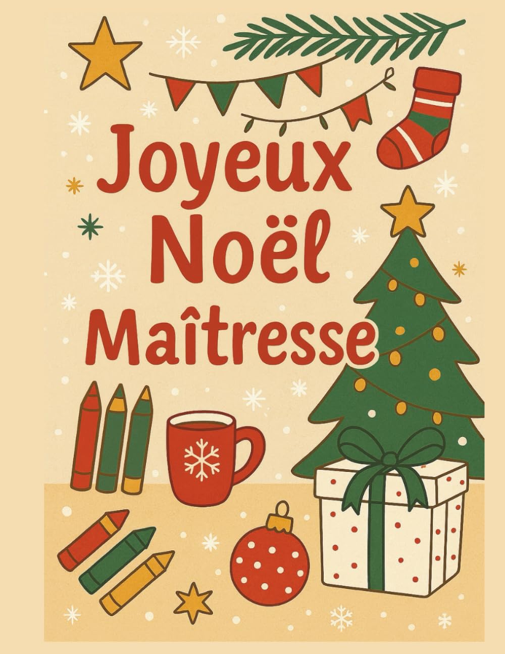 Joyeux Noël Maîtresse: Joyeux Noël Maîtresse ! – Livre de coloriage spécial cadeau pour maîtresse (école, Noël, classe, activité détente)Idée cadeau de Noël pour institutrice