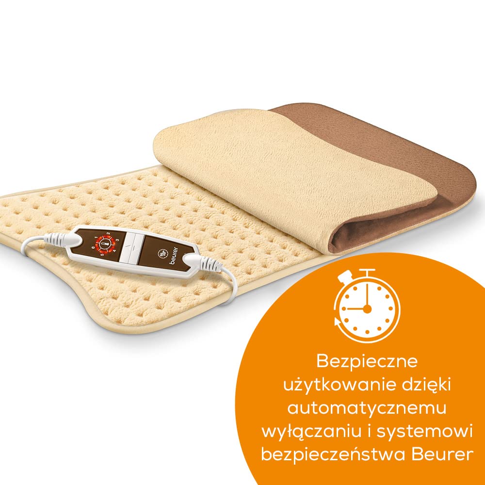 Beurer HK115 Poduszka grzewcza z oddychającym, nadającym się do prania pokrowcem, szybkie nagrzewanie, automatyczny wyłącznik bezpieczeństwa, 6 ustawień temperatury