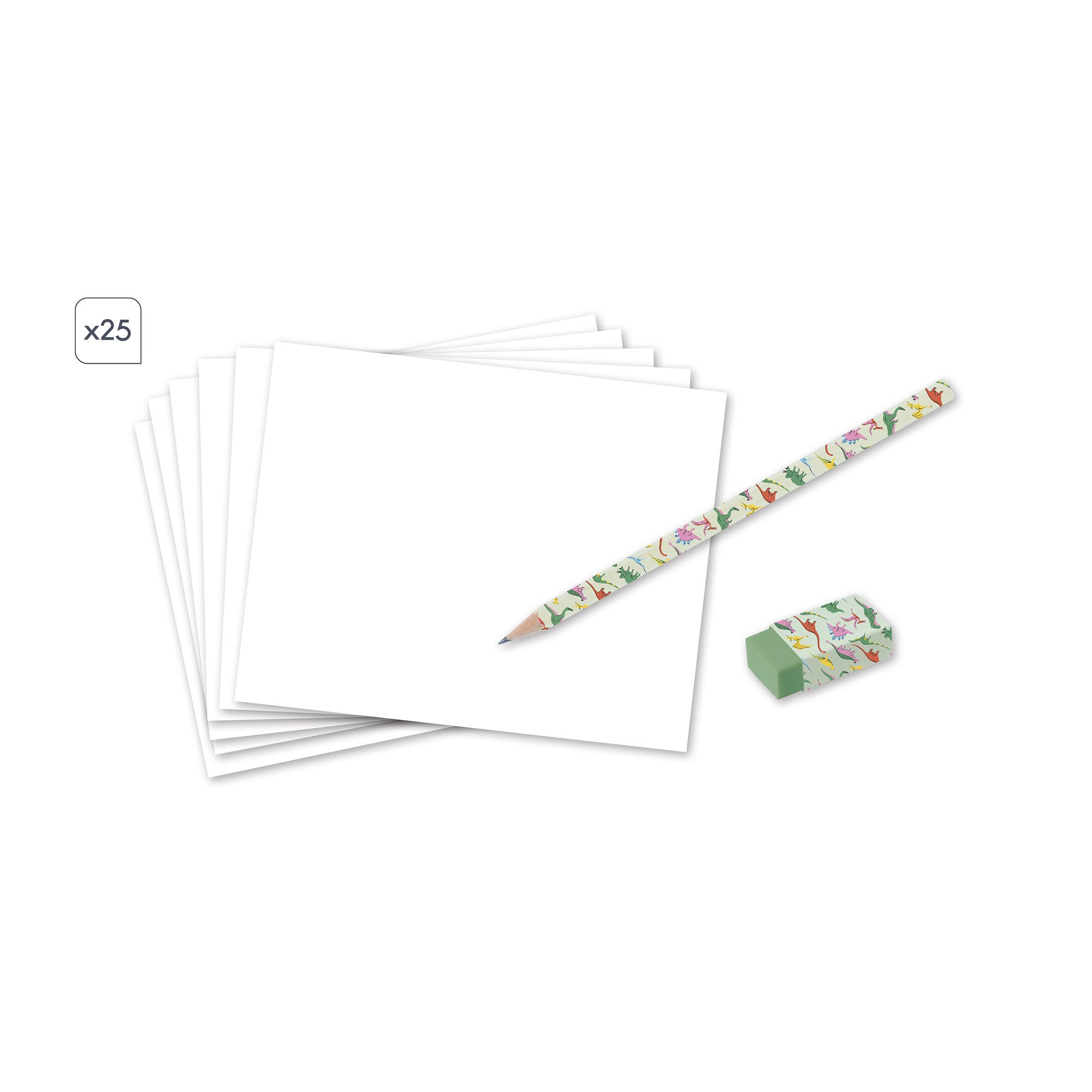 Janod - Step by Step Drawing - Naucz się rysować - 20 modeli Dinos - Zestaw rysunkowy dla dzieci - Nauka rysowania i koncentracji - Od 6 lat - J09154