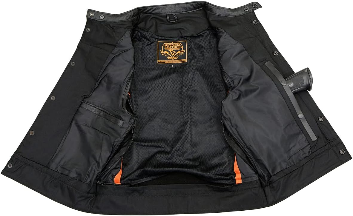 Milwaukee Leather LKM3720 Men's Black Leather Club Style Motorcycle Rider Vest with Concealed Snap Button Closure - Image 4