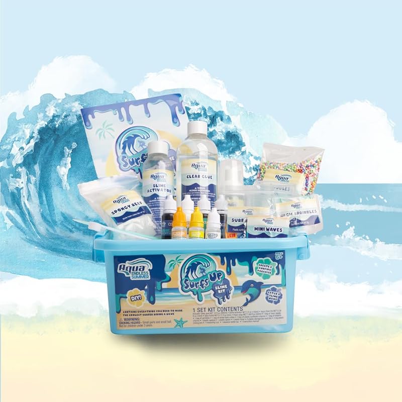 Aqua Endless Summer Surf's Up DIY Slime Kit: actividad STEM con temática de playa y surf con vibraciones de verano