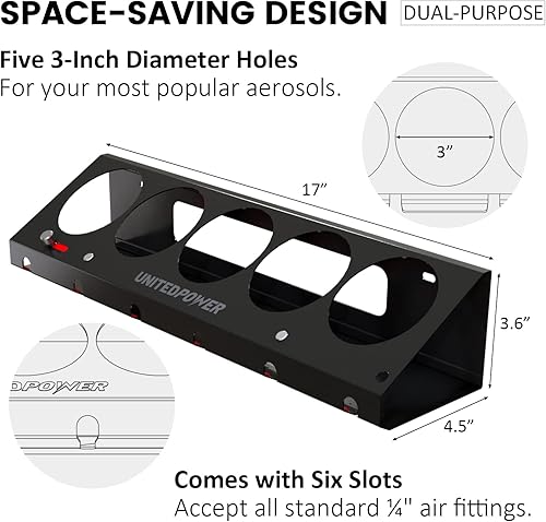 Miniatura 9 de UNITEDPOWER Combo de portaherramientas neumáticoestante de aerosol, soporte para botellas de aerosol montado en la pared, organizador de