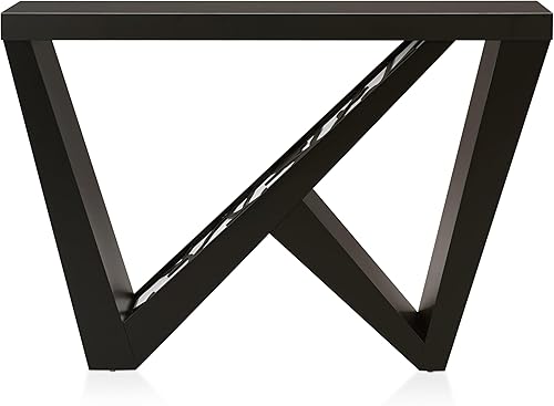 Miniatura 10 de Homes Inside + Out Naomi - Moderna mesa consola decorativa LED con patas en forma de W y control remoto, muebles de entrada de madera para sala de